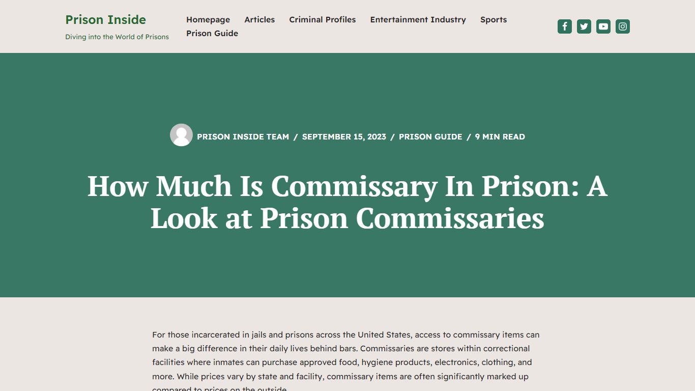 How Much Is Commissary In Prison: A Look at Prison Commissaries